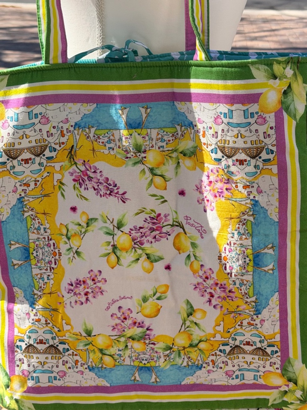 Antica sartoria 2026 Positano pink Aqua purple lemon 🍋 Beach Tote Bag NWT